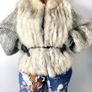 Vintage blue fox fur sweater jacket size medium